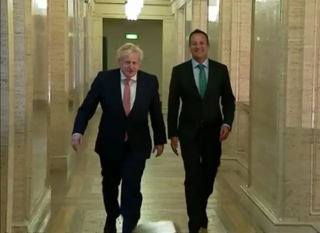 Boris Johnson and Leo Varadkar at Stormont