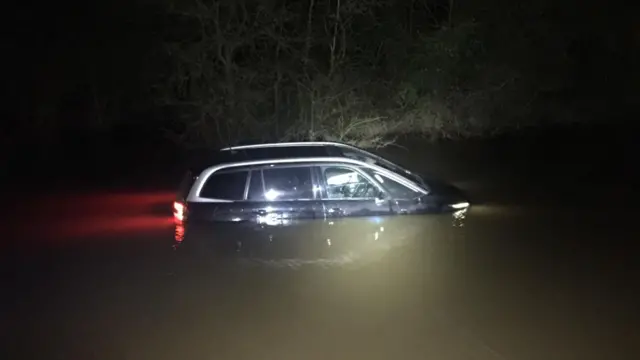 Car flooded on Watery Gate Lane