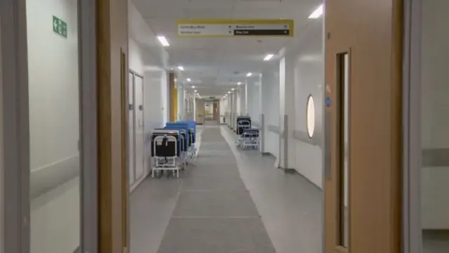 Empty hospital hallway