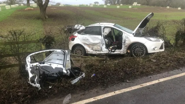 One of the cars after crash