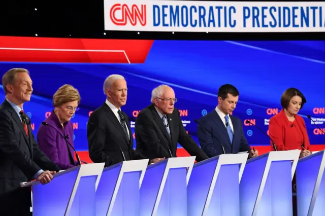 Democratic presidential hopefuls on stage