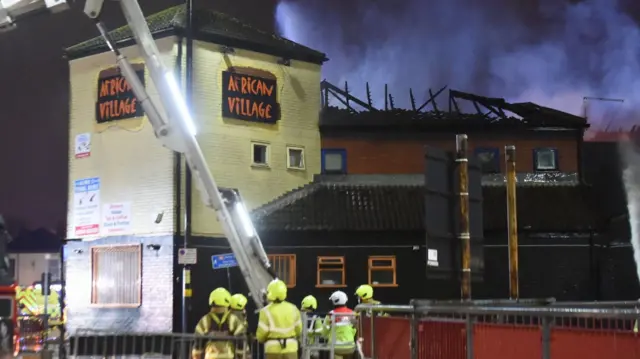 Firefighters at restaurant