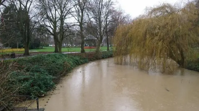 Flooding at a park in Nuneaton, Warwickshire