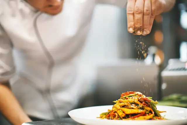 Stock image of a chef cooking