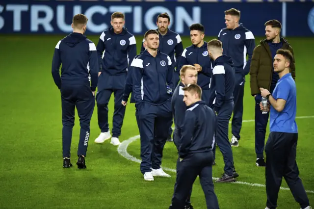 Stranraer players at Ibrox