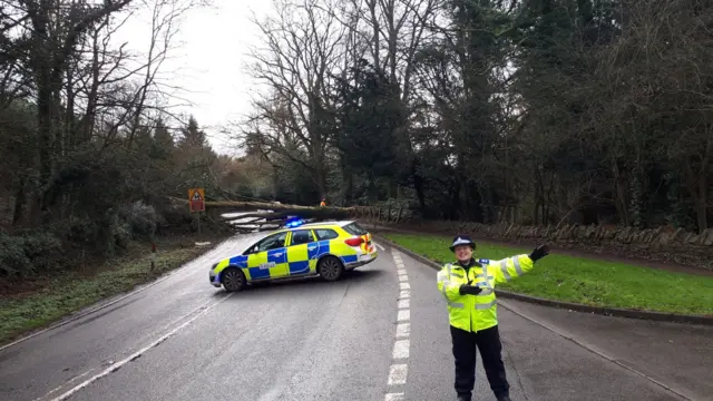 Police directing traffic