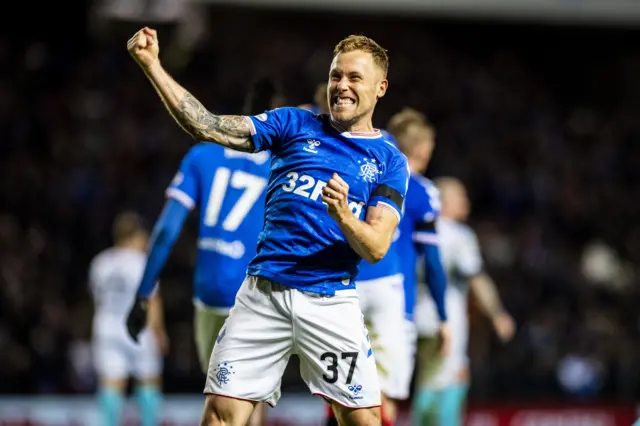 Rangers' Scott Arfield celebrates