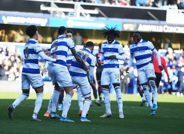 QPR celebrate Nahki Wells' goal