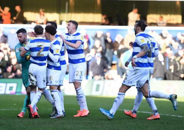 QPR celebrate Liam Kelly's penalty save