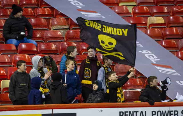 Dumbarton fans at Pittodrie