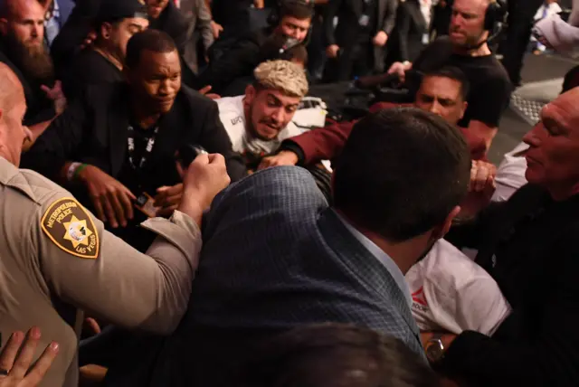 Melee after Khabib Nurmagomedov's win over Conor McGregor