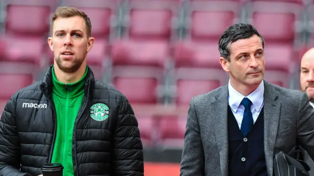 Steven Whittaker and Hibs manager Jack Ross