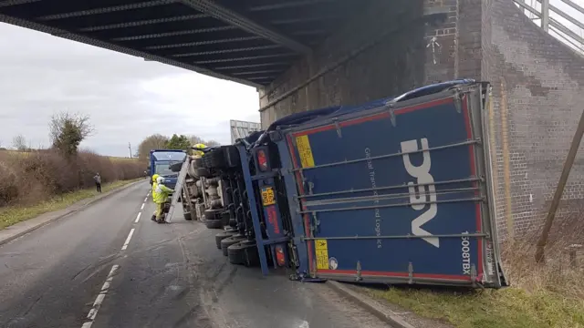 Overturned lorry