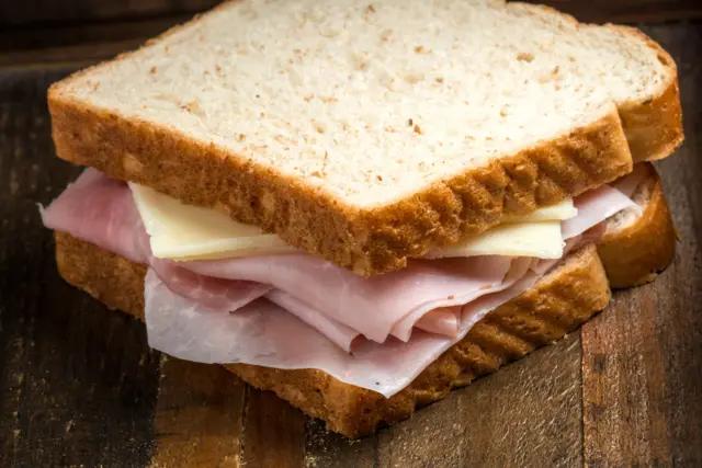 A ham and cheese sandwich