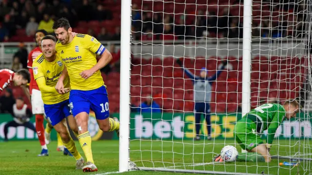 Lukas Jutkiewiz celebrates his goal at Middlesbrough