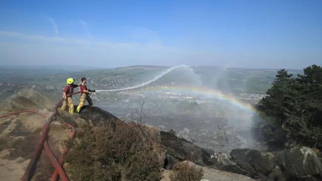 Firefighters on Ilkley Moor