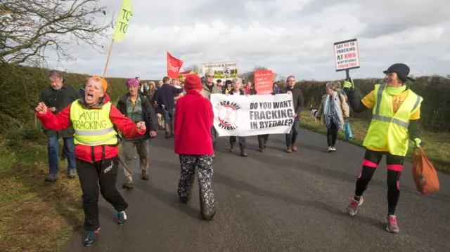 Protesters at Kirby Misperton