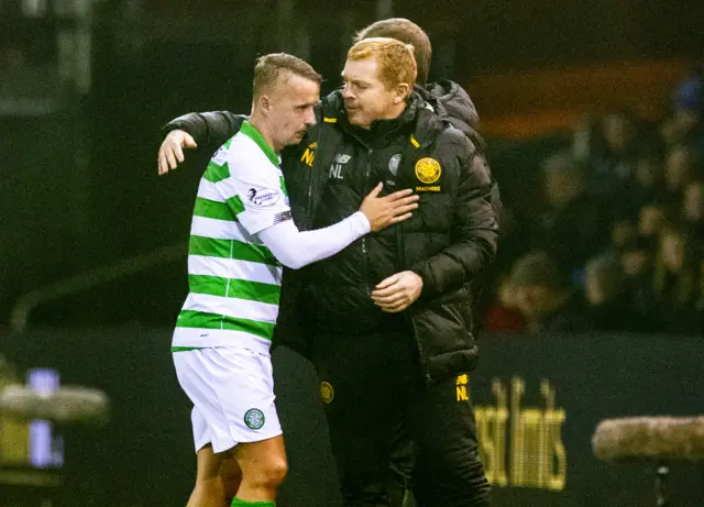 Leigh Griffiths with Celtic manager Neil Lennon