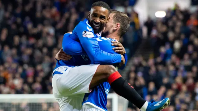 Rangers' Jermain Defoe celebrates scoring