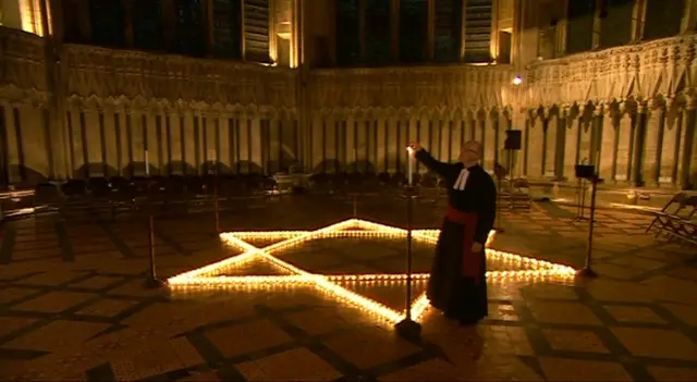 Candles in a star at York Minster