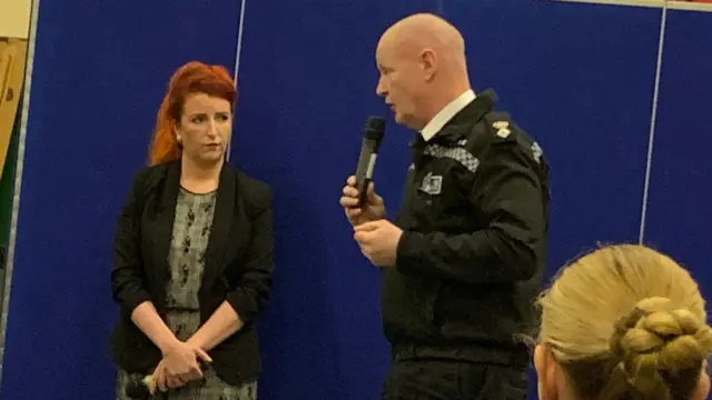 Louise Haigh and a police officer