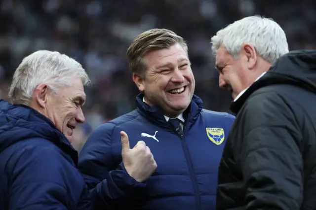 Oxford manager Karl Robinson and Newcastle boss Steve Bruce