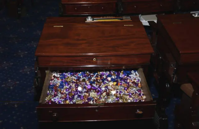 Undated image shows the Senate 'candy desk' draw