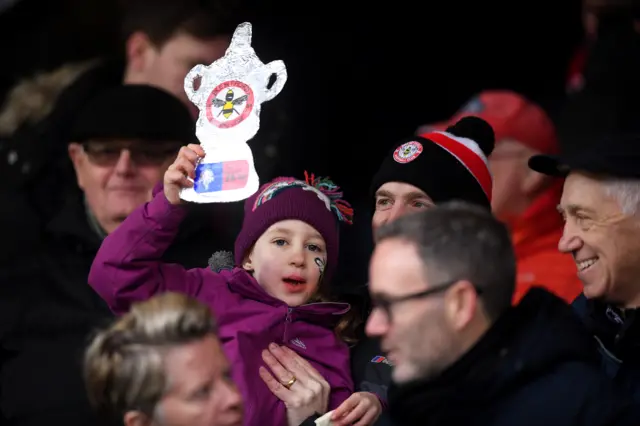 Young Brentford fan with a tinfoil FA cup