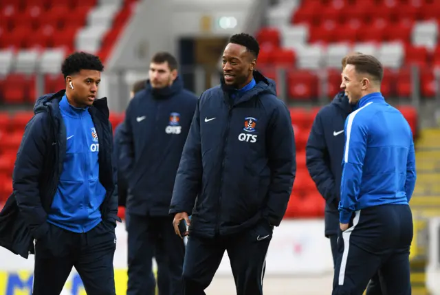 Nicke Kabamba (centre) has scored two goals in two games since signing for Kilmarnock earlier this month