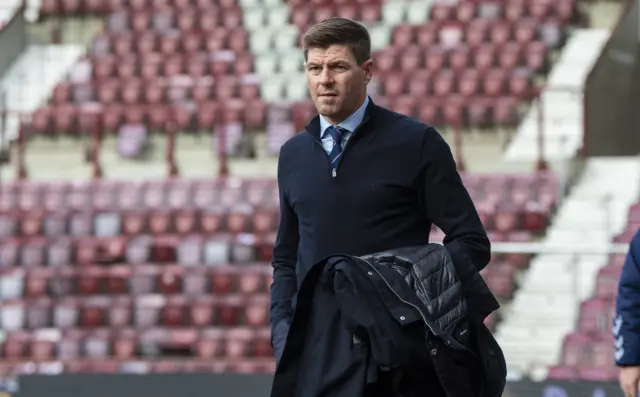 Rangers manager Steven Gerrard arrives at Tynecastle