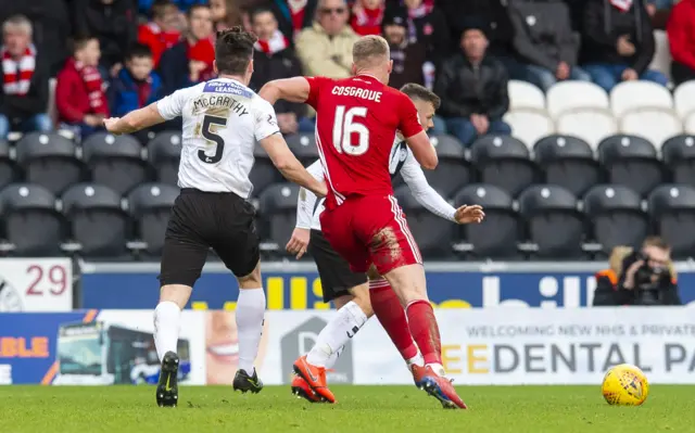 Aberdeen striker Sam Cosgrove runs at the St Mirren defence