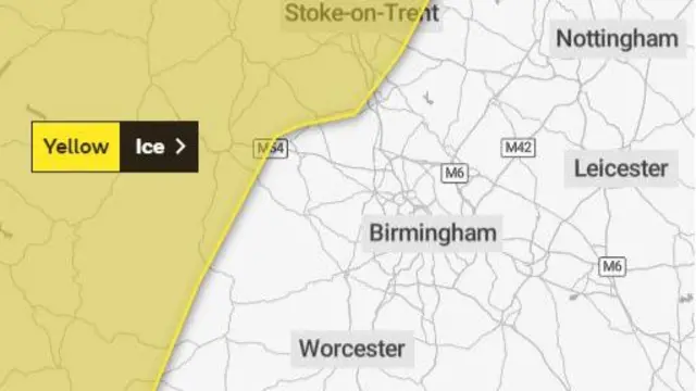 Area covered by weather warning