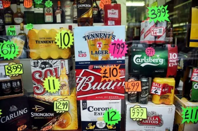 Beer and cider with price tags