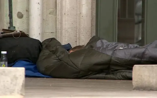 Sleeping homeless person