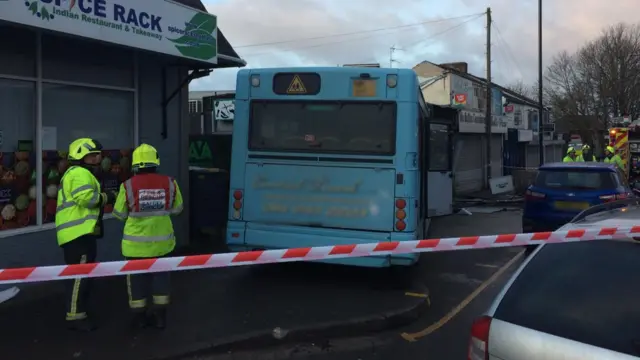 A crashed bus