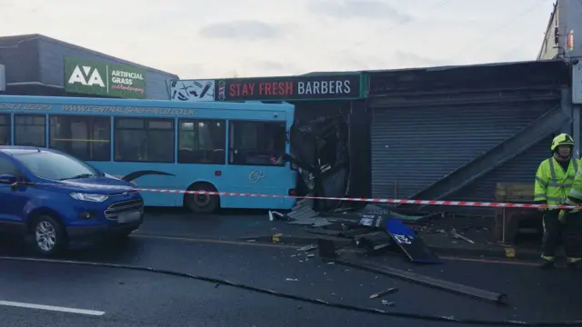 A crashed bus