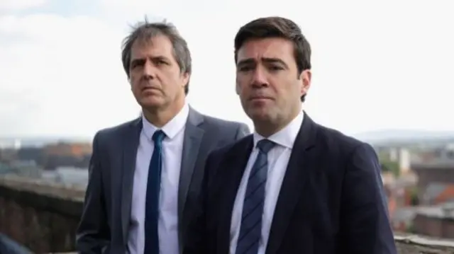 The Mayor of the Liverpool City Region, Steve Rotheram, and the Mayor of Greater Manchester, Andy Burnham