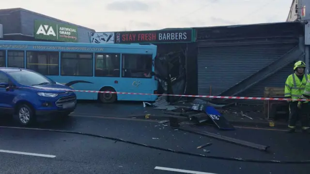 A crashed bus