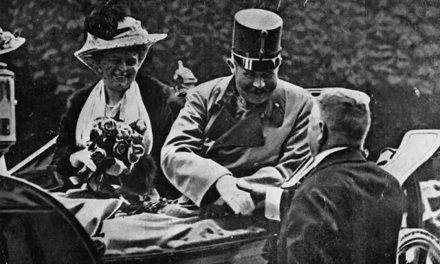 Franz Ferdinand and his wife Sophie just before their assassination