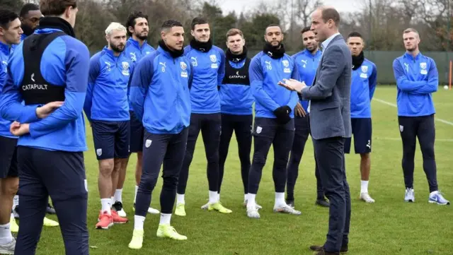 The Duke of Cambridge meets members of West Bromwich Albion FC's first team