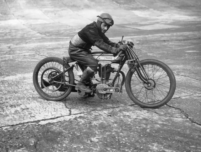 Motorcyclist on a Norton in 1925