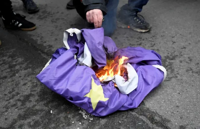 EU flag burning