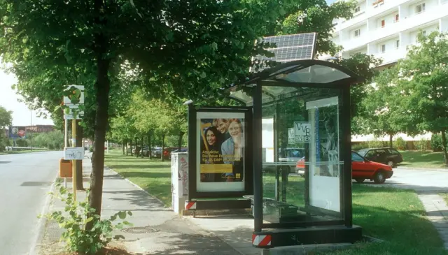 Solar powered bus shelter