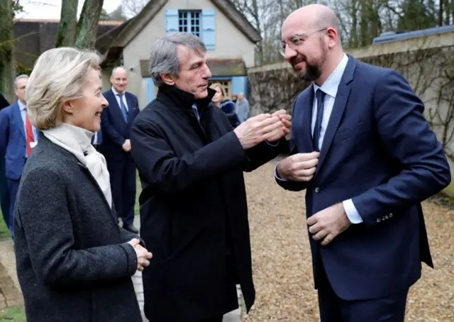 Ursula von der Leyen, David Sassoli and Charles Michel