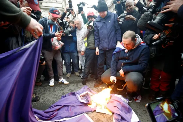 EU flag burning