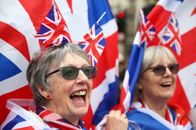 Brexit supporters in Parliament Square