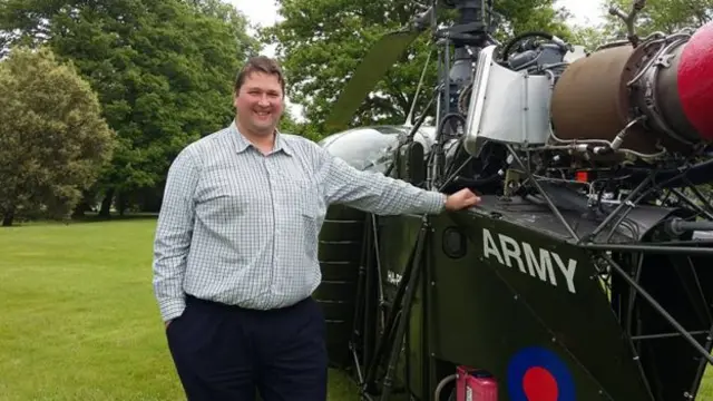 Nigel Feetham with his helicopter