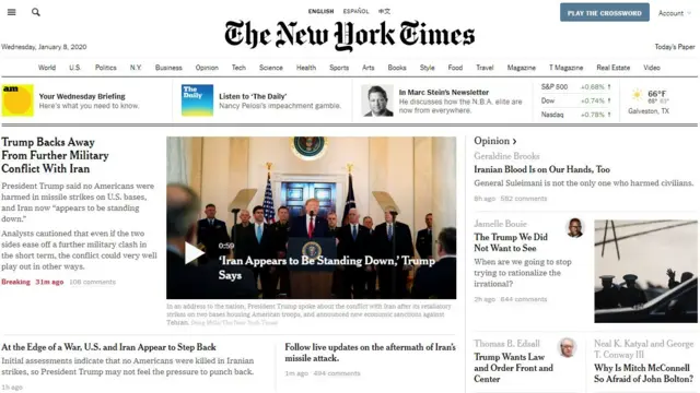 NYT front page