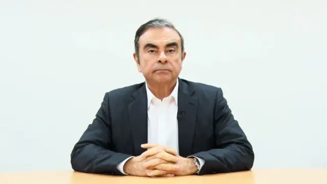 Nissan's former chairman Carlos Ghosn, speaking before he was re-arrested in Tokyo, Japan.