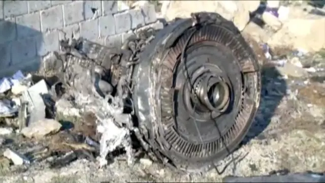 One of the engines from the Ukraine International Airlines flight out of Tehran